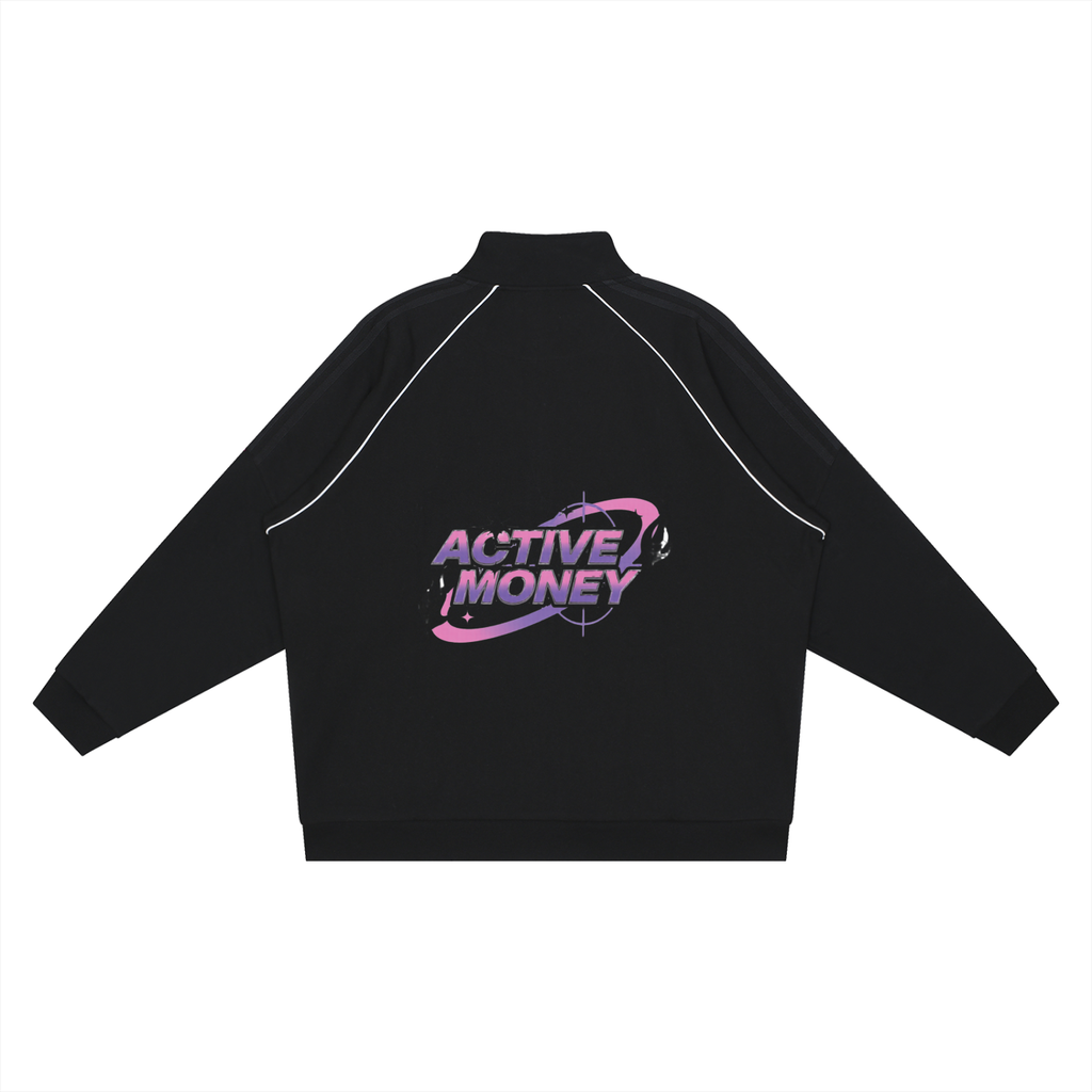 Reflection Striped Raglan Sleeve  Jacket